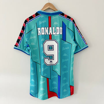 Barcelona_1995-97_Away_2.jpg BARCELONA 1996-1997 GREEN AWAY RETRO FOOTBALL SHIRT