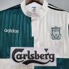 LIVERPOOL 1995-1996 WHITE AND GREEN AWAY RETRO FOOTBALL SHIRT LIVERPOOL 1995-1996 WHITE AND GREEN AWAY RETRO FOOTBALL SHIRT