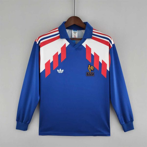 FRANCE WORLD CUP 1990 LONG SLEEVE HOME RETRO FOOTBALL SHIRT