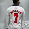 England Retro Jersey 1998 Long Sleeve Home Shirt Name Number Set #7 BECKHAM