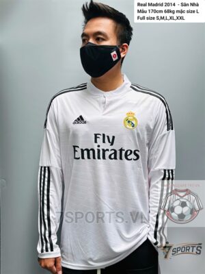 Real Madrid Retro Jersey 2014 Long Sleeve Home Shirt