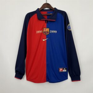 Barcelona Retro Jersey 1999 Long Sleeve Home Shirt Centenary