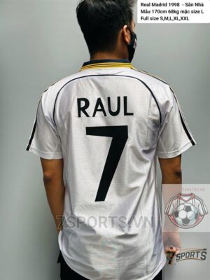 Real Madrid Retro Jersey 1998 Home Shirt Name Number Set #7 RAUL