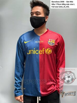 Barcelona Retro Jersey 2008 Long Sleeve Home Shirt