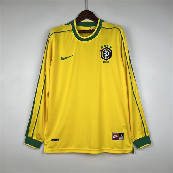 kiotviet_b072d6ea92c69d472be09c9eead568bd Brazil Retro Jersey 1998 Long Sleeve Home Shirt