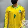 Brazil Retro Jersey 1998 Long Sleeve Home Shirt Name Number Set #9 RONALDO Brazil Retro Jersey 1998 Long Sleeve Home Shirt Name Number Set #9 RONALDO