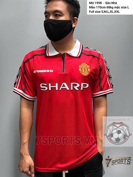 kiotviet_e81f6d744f2c81f11c0b82199cb94888 Manchester United Retro Jersey 1998 Home Shirt Name Number Set #7 BECKHAM