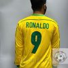 Brazil Retro Jersey 1998 Long Sleeve Home Shirt Name Number Set #9 RONALDO Brazil Retro Jersey 1998 Long Sleeve Home Shirt Name Number Set #9 RONALDO