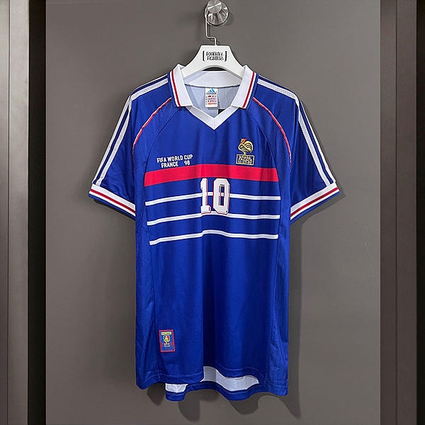 kiotviet_023f528784b60af36ad42251e9b66eff France Retro Soccer Jersey 1998 - Home Shirt Name Number Set #10 ZIDANE