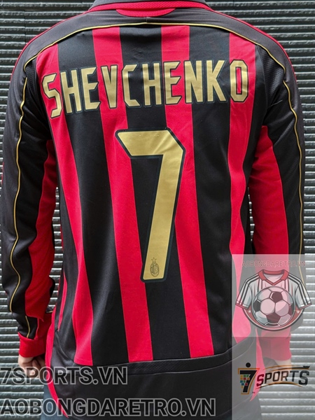 kiotviet_095903a3db394b0ed66ecf0f23c7cc54 AC Milan Retro Soccer Jersey 2006 Long Sleeve - Home Shirt Name Number Set #7 SHEVCHENKO