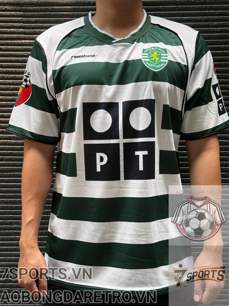 kiotviet_14e4cfeccddc144c1683e5f7e802ecbc Sporting Lisbon Retro Soccer Jersey 2002 - Home Shirt Name Number Set #28 C.RONALDO