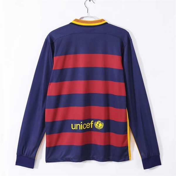 kiotviet_59cec37738e688b044bc07a38f1afc32 Barcelona Retro Soccer Jersey 2015 Long Sleeve - Home Shirt