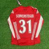 Bastian Schweinsteiger Number #31 FC Bayern Munich 2010/11 Red Long Sleeve Retro Trikot Jersey Trikot