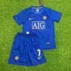 Cristiano Ronaldo Manchester United Blue Kids Children Set Retro Football Jersey Kinder Trikot Soccer Shirt