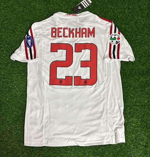 David Beckham Number #23 2009 AC Milan White Retro Jersey Maillot Trikot Maglia Soccer Shirt
