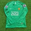 Edwin van der Sar Number #1 Manchester United Goalkeeper Green Retro Long Sleeve Jersey Soccer Shirt Edwin van der Sar Number #1 Manchester United Goalkeeper Green Retro Long Sleeve Jersey Soccer Shirt