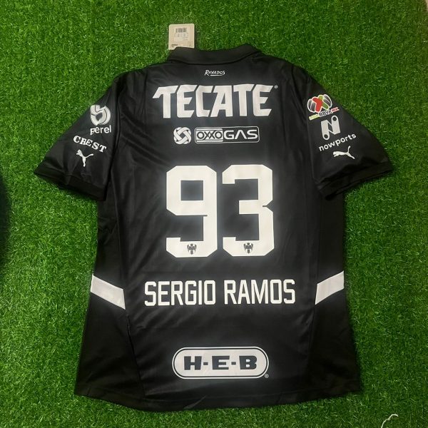 Sergio Ramos Number #93 Monterrey Black Jersey Soccer Shirt