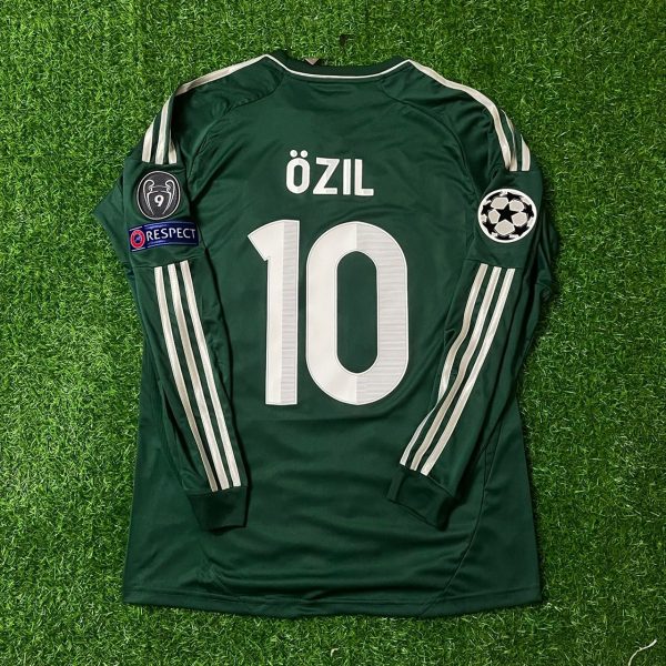 Mesut Ozil Number #10 Real Madrid 2012-2013 Champions League Green Long Sleeve Jersey Soccer Shirt