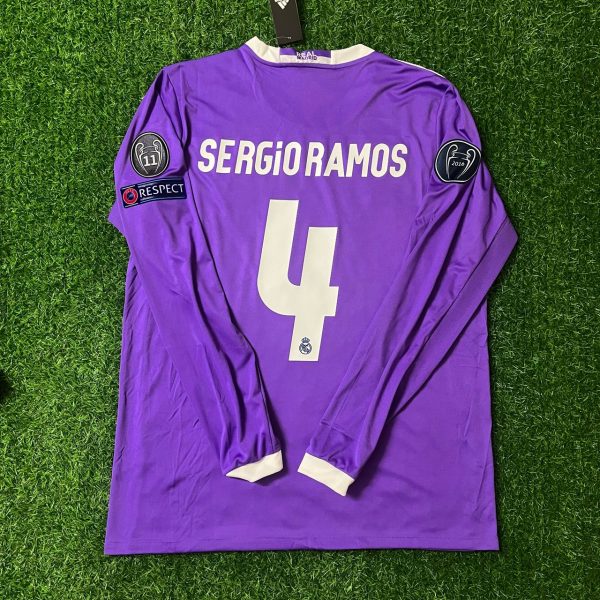 Sergio Ramos Number #4 R. Madrid Champions League Long Sleeve Jersey Soccer Shirt