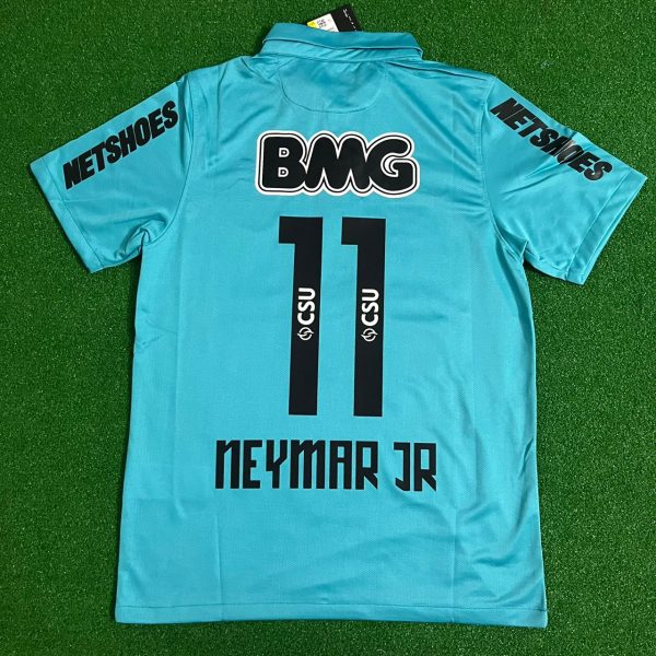 Neymar JR Number #11 Santos FC 2011 2012 Retro Blue Green Turquoise Jersey Trikot