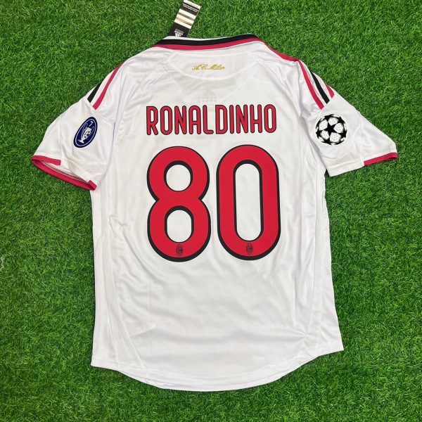 Ronaldinho Guacho Number #80 Milan 2009 2010 Season White Retro Jersey Trikot Maillot