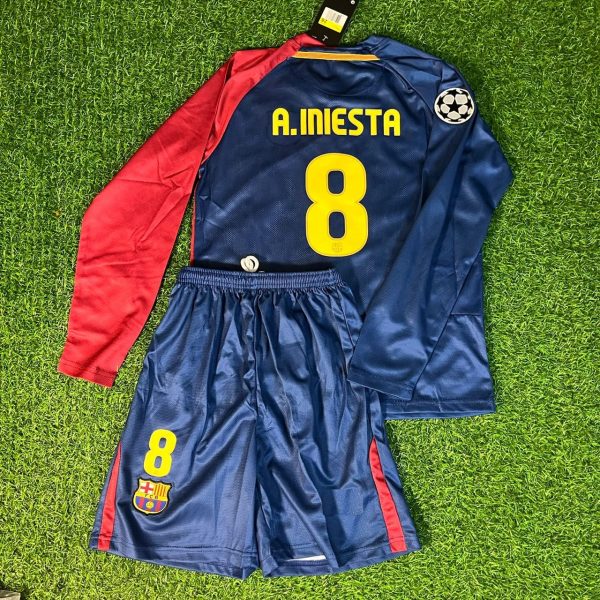 Andrés Iniesta Number #8 – Barcelona 2009 Final Long Sleeve Retro Kit Jersey – | Trikot | Maillot Soccer Shirt