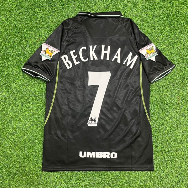 David Beckham Number #7 Manchester United 1998 1999 Black Retro Football Jersey