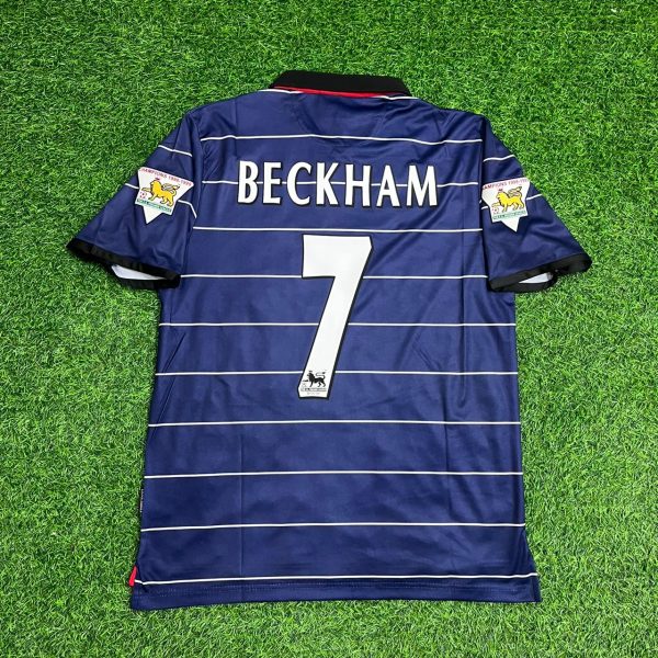 David Beckham Number #7 Manchester United 1999-2000 Night Blue Retro Jersey