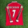 David Beckham Number #7 - Manchester United 1999 Red Long Sleeve Kit Jersey Trikot Maillot David Beckham Number #7 - Manchester United 1999 Red Long Sleeve Kit Jersey Trikot Maillot