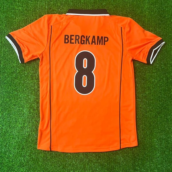 Dennis Bergkamp Number #8 Netherlands - Holland 1998 World Cup Retro Version Home Orange Trui Jersey Trikot Soccer Shirt