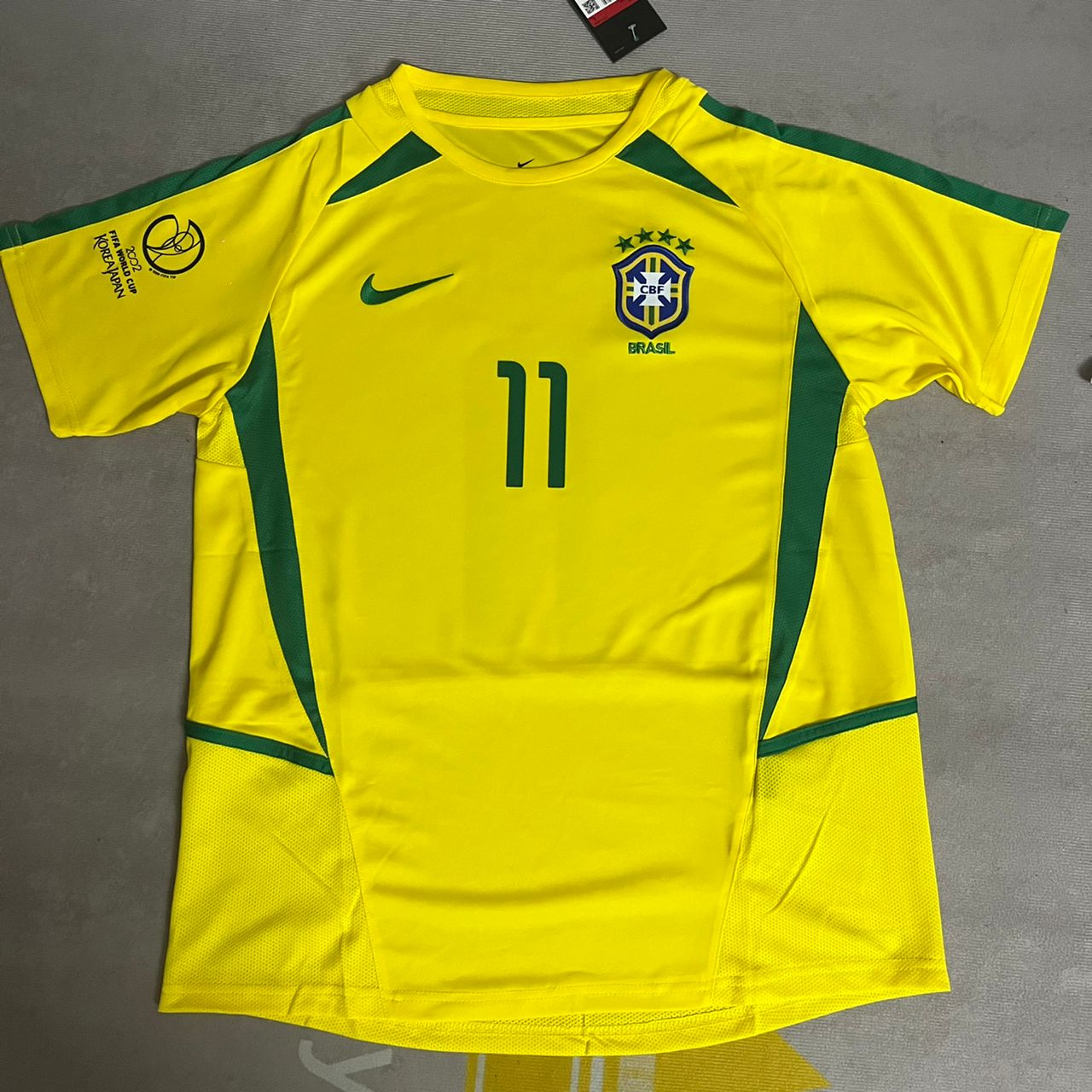 gaucho Ronaldinho Number #11 Brazil 2002 World Cup Retro Football Jersey