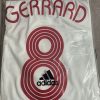 Steven Gerrard Number #8 Liverpool 2007 White Blue Long Sleeve Retro Jersey