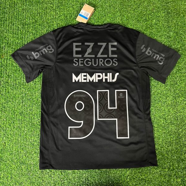 Memphis Depay Number #94 Corinthians Black Kit Jersey Trikot Maillot Maglia Camiseta Soccer Shirt