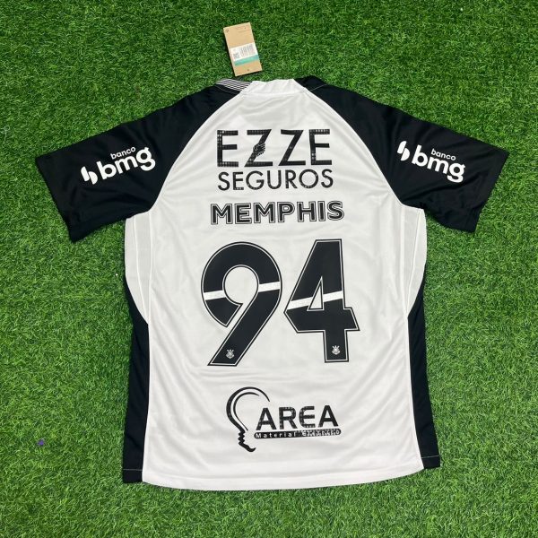 Memphis Depay Number #94 Corinthians White Black Kit Jersey Trikot Maillot Maglia Camiseta