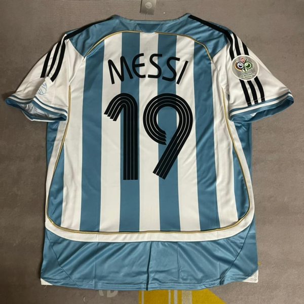 Lionel Messi Number #19 Argentina Retro Jersey Maillot Trikot Maglia Soccer Shirt