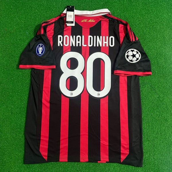 Ronaldinho Gaúcho Number #80 - AC Milan 2009 2010 Red Black Kit Jersey Trikot Maillot