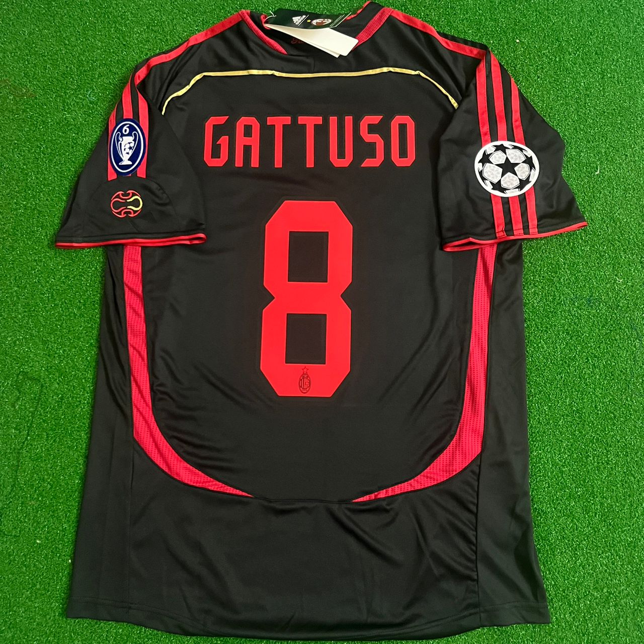milangattusoblack Gennaro Gattuso Number #8 Milan 2006 2007 Black Retro Jersey