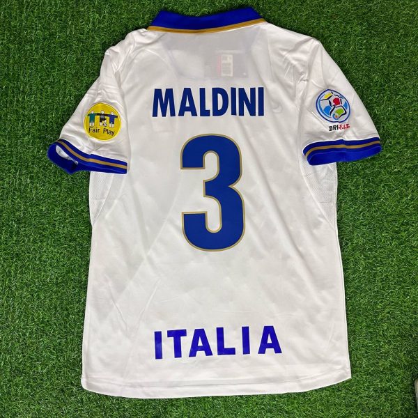Paolo Maldini Number #3 Italy EURO 1996 White Retro Jersey
