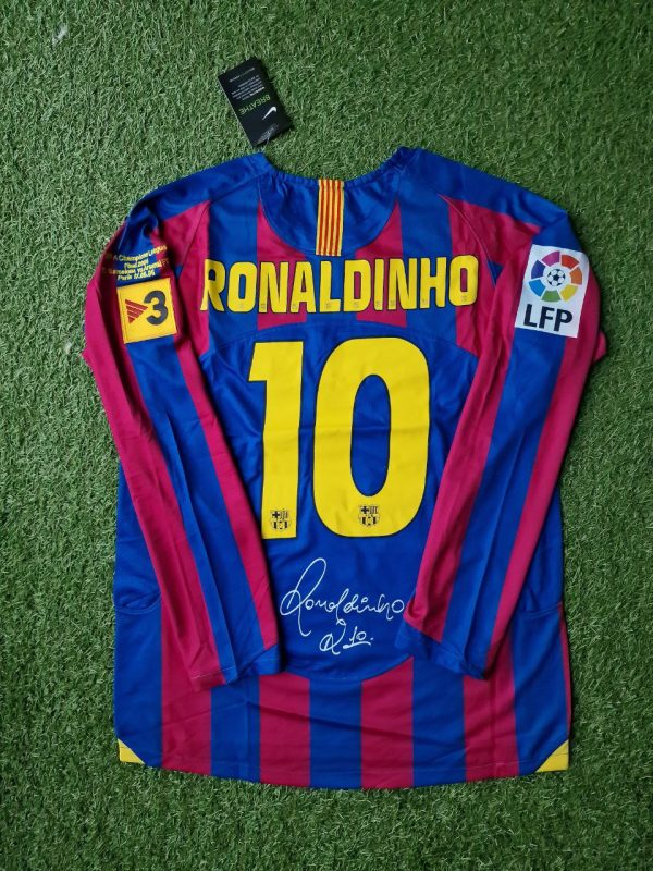 Ronaldinho Gaucho Number #10 Barcelona 2006 Final Retro Long Sleeve Football Jersey