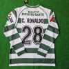 Cristiano Ronaldo Number #28 Sporting Lisbon 2001 2003 First Season Long Sleeve Retro Jersey Cristiano Ronaldo Number #28 Sporting Lisbon 2001 2003 First Season Long Sleeve Retro Jersey