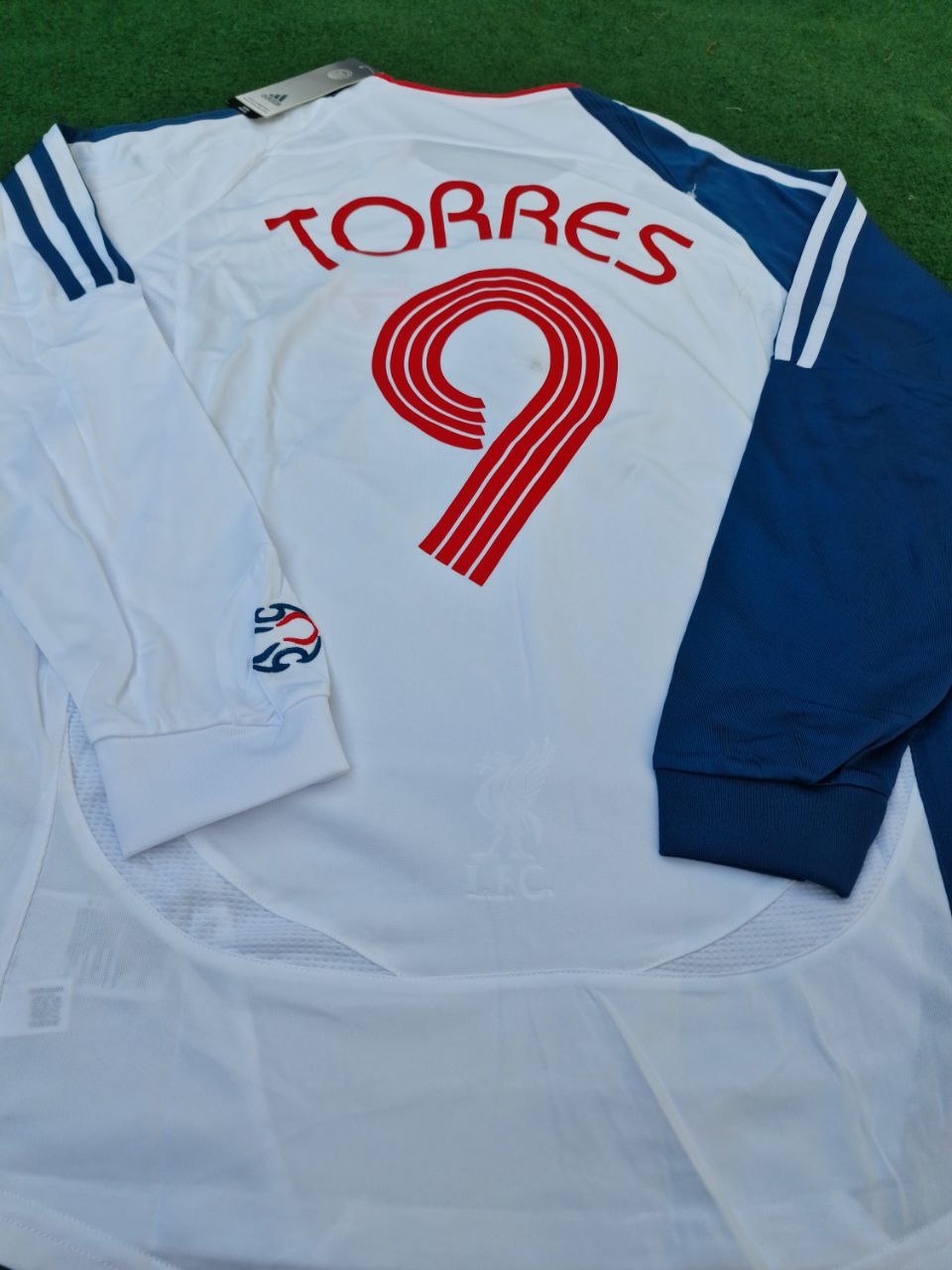 photo_2023-09-21_00-40-06 Fernando Torres Number #9 Liverpool 2007 White Blue Long Sleeve Retro Jersey Trikot Maglia