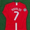 Cristiano Ronaldo Number #7 Manchester United 2008 Champions Leage Final Moscow Retro Long Sleeve Jersey