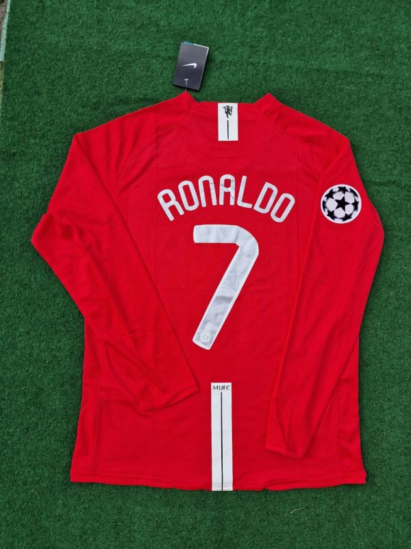 Cristiano Ronaldo Number #7 Manchester United 2008 Champions Leage Final Moscow Retro Long Sleeve Jersey