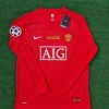 Cristiano Ronaldo Number #7 Manchester United 2008 Champions Leage Final Moscow Retro Long Sleeve Jersey