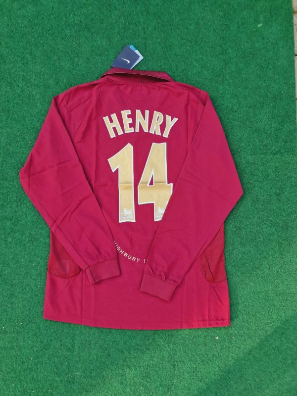 Thierry Henry Number #14 Arsenal Retro 2005 Burgundy Long Sleeve Jersey