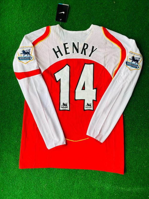Thierry Henry Number #14 Arsenal Retro Long Sleeve  Football Jersey