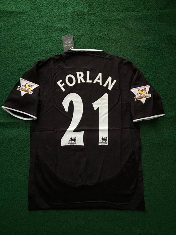Diego Forlan Number #21 Manchester United 2003-2004 Away Black Retro Football Jersey