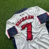 David Beckham Number #7 England Red And White Retro Jersey David Beckham Number #7 England Red And White Retro Jersey