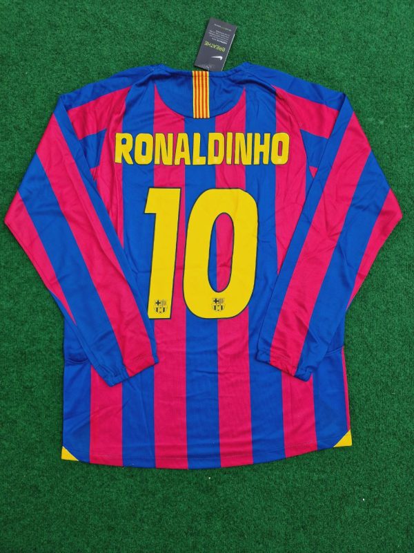 Ronaldinho Number #10 Gaucho Barcelona 2014 Long Sleeve Retro Jersey