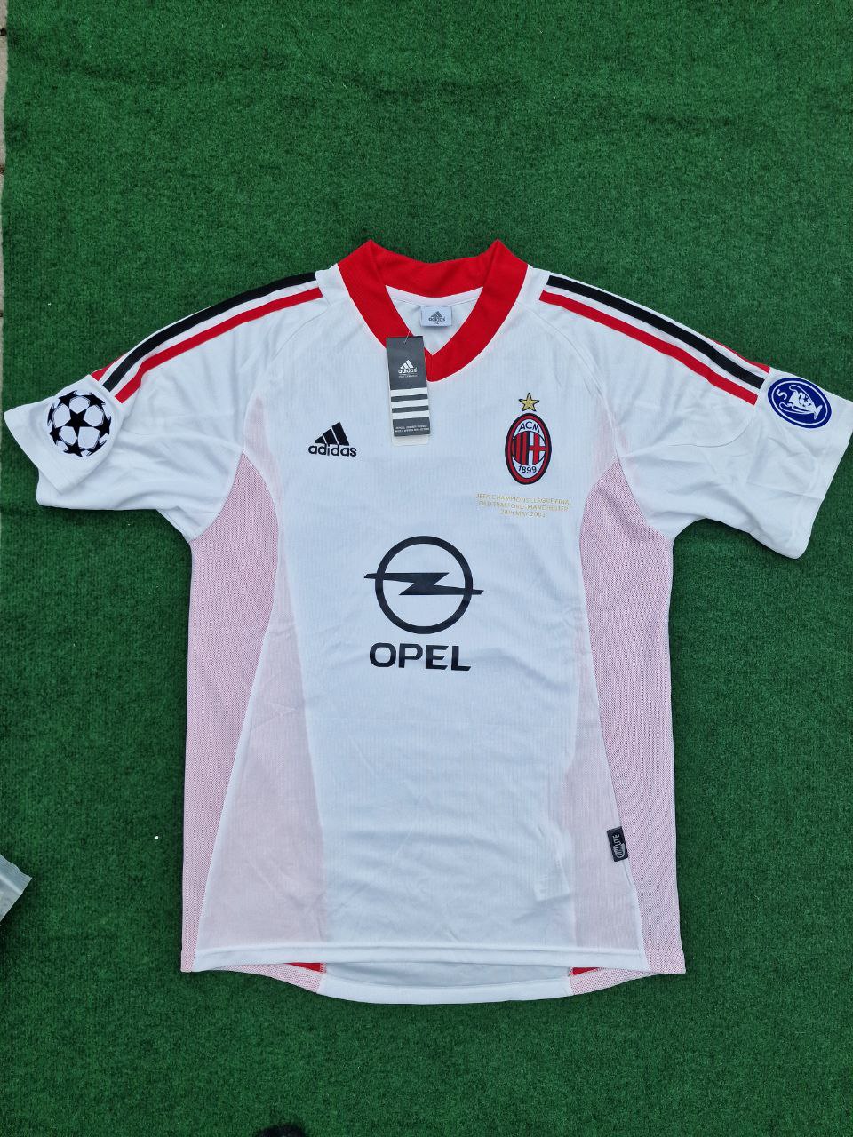 photo_5866077444413440536_y Andriy Shevchenko Number #7 AC Milan 2003 Champions League Final Old Trafford White Retro Jersey Maglia Maillot